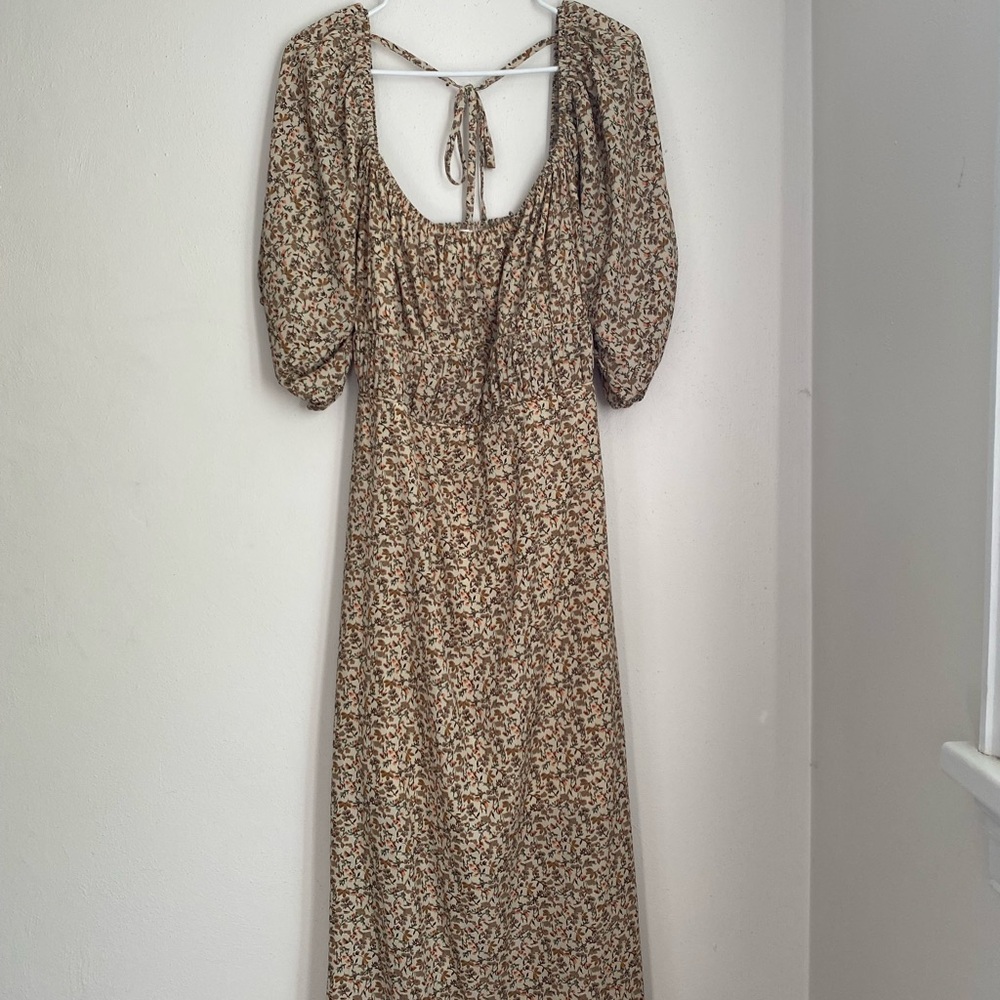 Bohme Brown Smocked Puff Sleeve Sundress